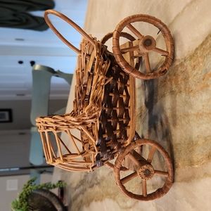 Vintage Mini Wicker Baby Carriage (Pram)